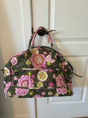 Vera Bradley Olive Green & Pink Floral Quilted Travel Tote - Olivia Pattern